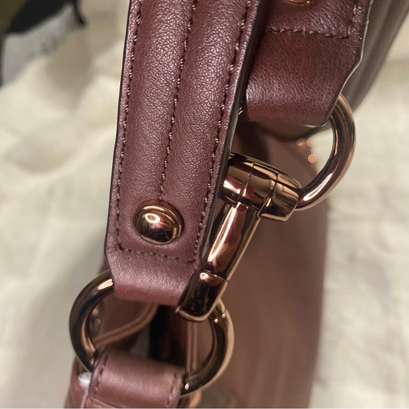 NWT B Makowsky Leather Shoulder Crossbody Handbag, Copper Studs & Suede Accents - Picture 5 of 14